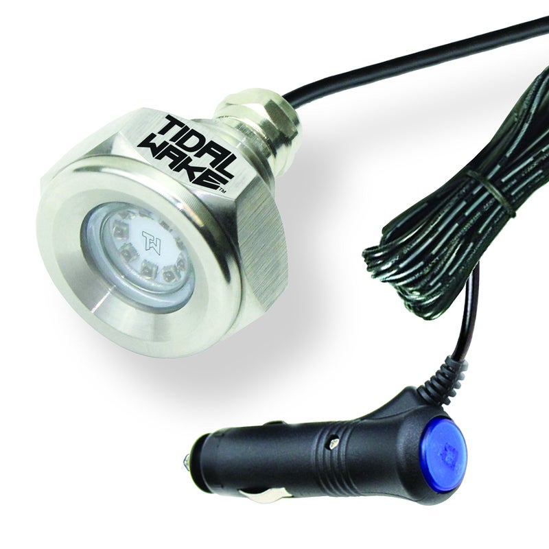Tidal Wake Plug N' Play Underwater LED Boat Drain Plug Light for boats with 1/2" threaded Drains. No Wiring, No Holes to Drill Plugs into Accessory outlet, Add Lighting in Minutes! (Blue) - Image 1